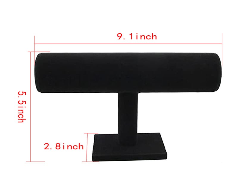 ChezMax Necklace Jewelry Display Jewelry Stand Hovering T-Bar Bracelet Holder for Home Organization, Black Velvet - Image 3